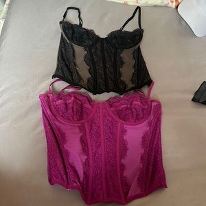Out From Under Lace Corset ( Pink & Black ) Size Medium